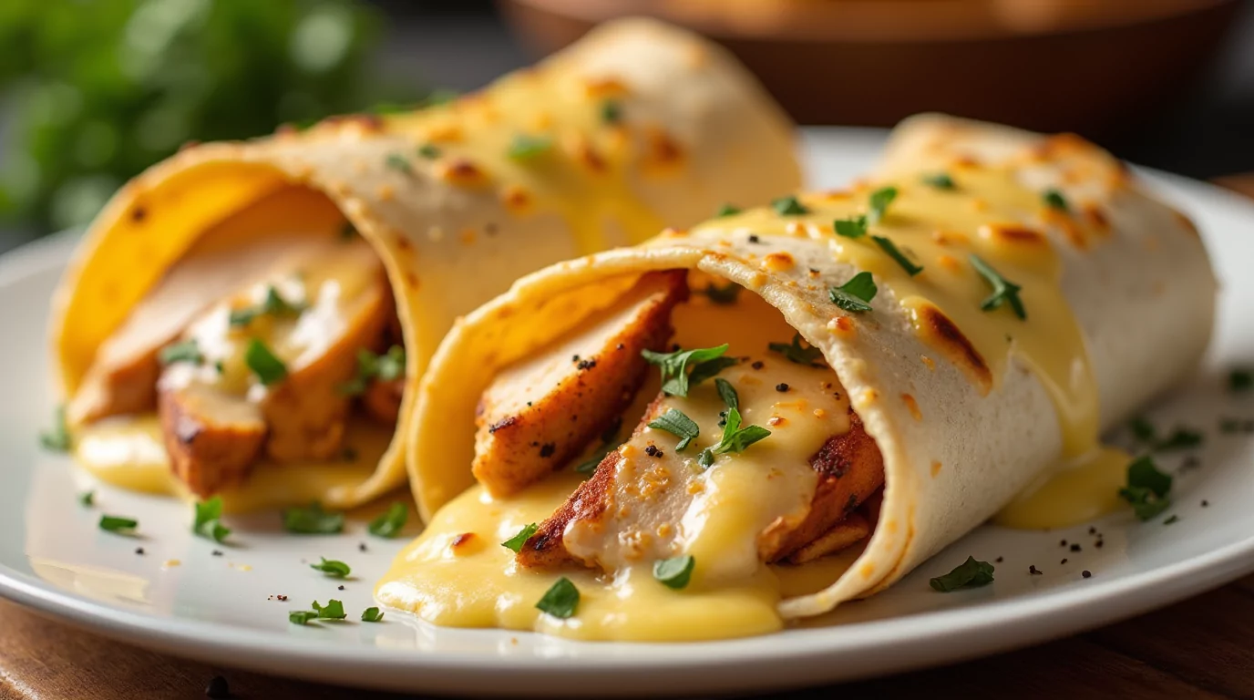 cheesy garlic chicken wraps
