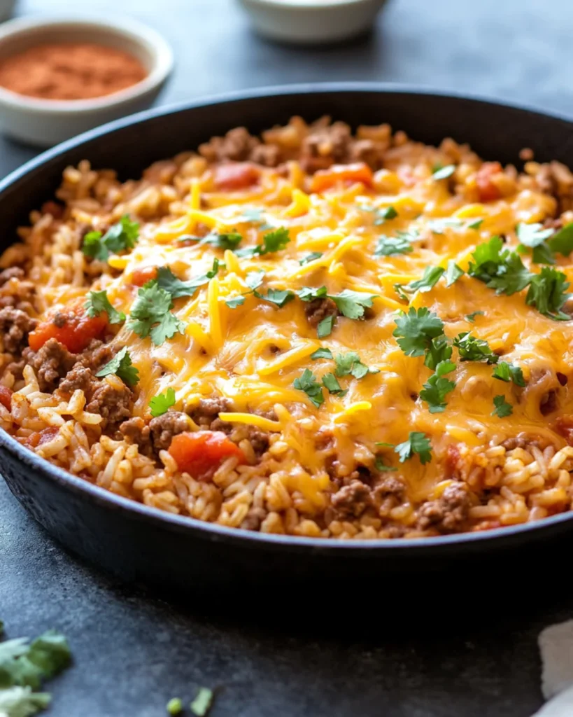 Mexican beef and rice skillet